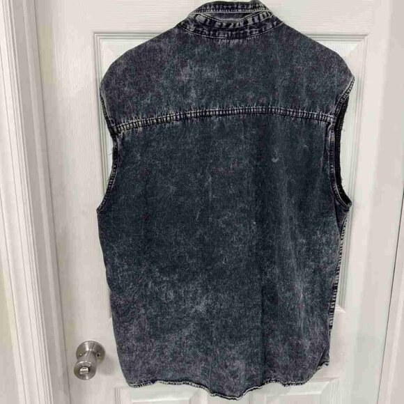 Biker Clothing Company Black Acid Wash Sleeveless Shirt - Picture 2 of 6
